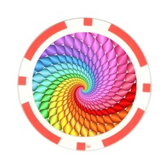 Psychedelic Rainbow Spiral Poker Chip Card Guard from ArtsNow.com Front