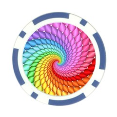 Psychedelic Rainbow Spiral Poker Chip Card Guard from ArtsNow.com Front