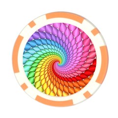 Psychedelic Rainbow Spiral Poker Chip Card Guard from ArtsNow.com Front