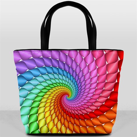 Psychedelic Rainbow Spiral Bucket Bag from ArtsNow.com Front