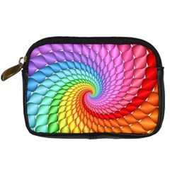 Psychedelic Rainbow Spiral Digital Camera Leather Case from ArtsNow.com Front