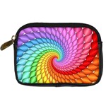 Psychedelic Rainbow Spiral Digital Camera Leather Case