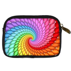 Psychedelic Rainbow Spiral Digital Camera Leather Case from ArtsNow.com Back