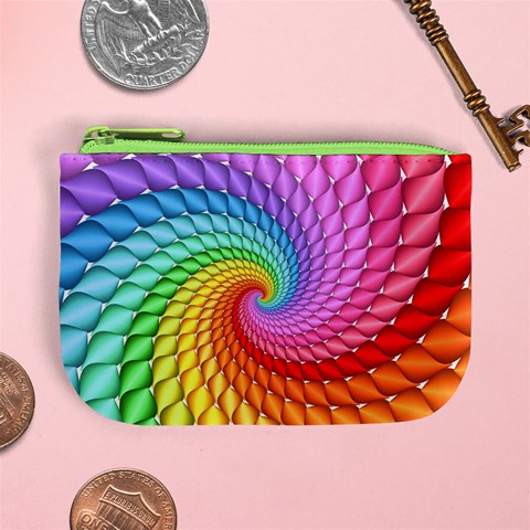 Psychedelic Rainbow Spiral Mini Coin Purse from ArtsNow.com Front