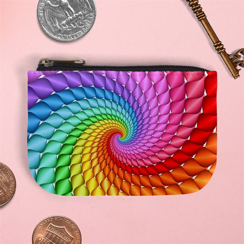 Psychedelic Rainbow Spiral Mini Coin Purse from ArtsNow.com Front