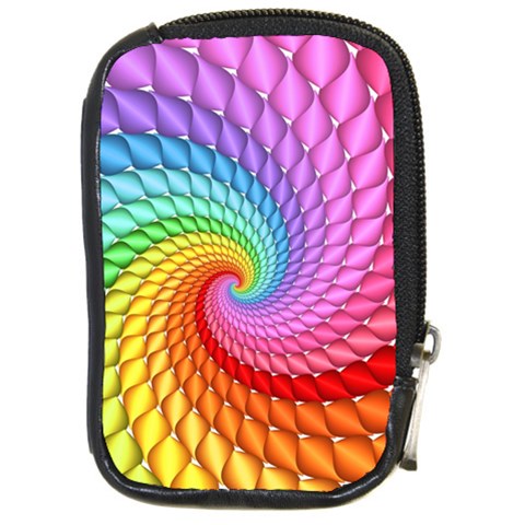 Psychedelic Rainbow Spiral Compact Camera Leather Case from ArtsNow.com Front