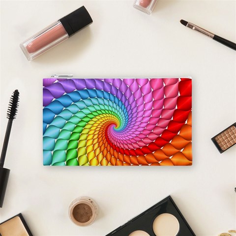 Psychedelic Rainbow Spiral Cosmetic Bag (Small) from ArtsNow.com Front