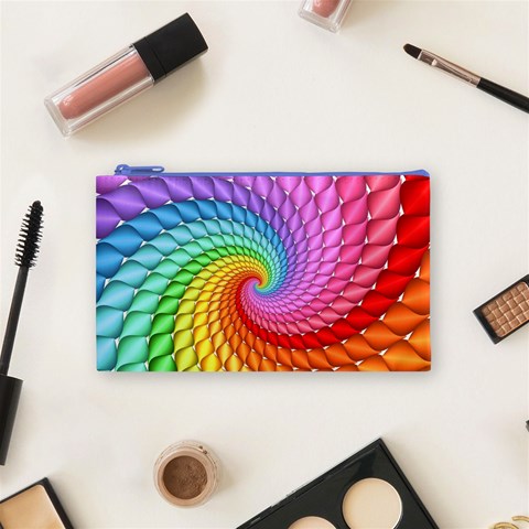 Psychedelic Rainbow Spiral Cosmetic Bag (Small) from ArtsNow.com Front