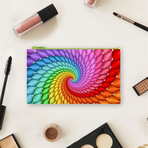 Psychedelic Rainbow Spiral Cosmetic Bag (Small) from ArtsNow.com Front