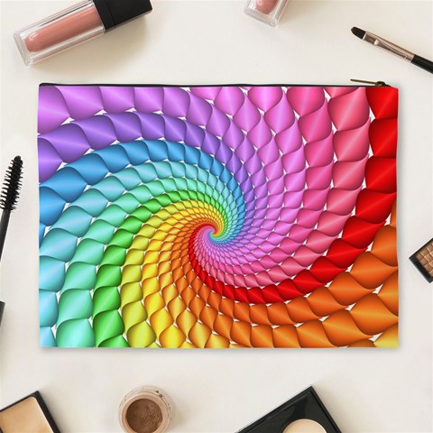 Psychedelic Rainbow Spiral Cosmetic Bag (XL) from ArtsNow.com Back