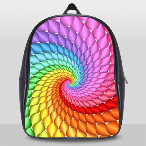 Psychedelic Rainbow Spiral School Bag (Large) from ArtsNow.com Front