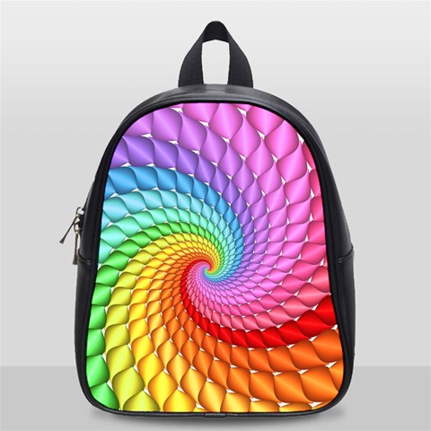 Psychedelic Rainbow Spiral School Bag (Small) from ArtsNow.com Front