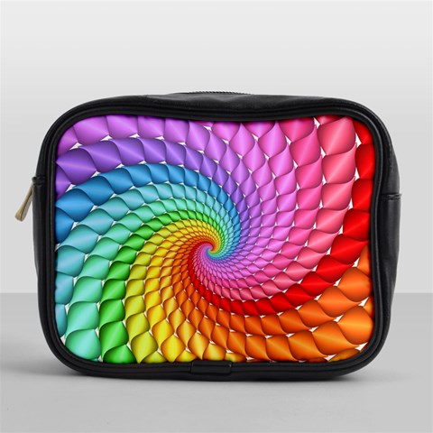 Psychedelic Rainbow Spiral Mini Toiletries Bag (One Side) from ArtsNow.com Front