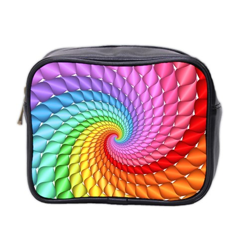 Psychedelic Rainbow Spiral Mini Toiletries Bag (Two Sides) from ArtsNow.com Front