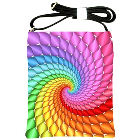 Psychedelic Rainbow Spiral Shoulder Sling Bag from ArtsNow.com Front