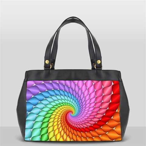 Psychedelic Rainbow Spiral Oversize Office Handbag from ArtsNow.com Front