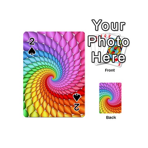 Psychedelic Rainbow Spiral Playing Cards 54 (Mini) from ArtsNow.com Front - Spade2