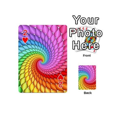 Psychedelic Rainbow Spiral Playing Cards 54 (Mini) from ArtsNow.com Front - Heart2