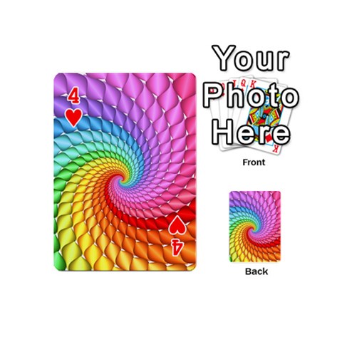 Psychedelic Rainbow Spiral Playing Cards 54 (Mini) from ArtsNow.com Front - Heart4