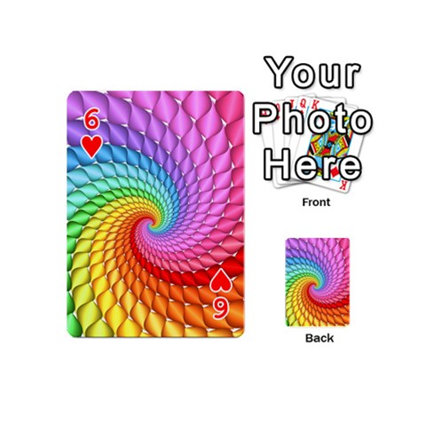 Psychedelic Rainbow Spiral Playing Cards 54 (Mini) from ArtsNow.com Front - Heart6