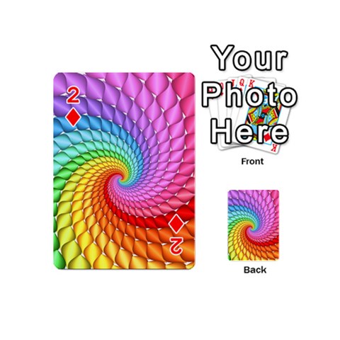 Psychedelic Rainbow Spiral Playing Cards 54 (Mini) from ArtsNow.com Front - Diamond2