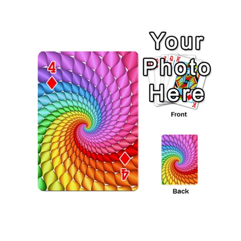 Psychedelic Rainbow Spiral Playing Cards 54 (Mini) from ArtsNow.com Front - Diamond4