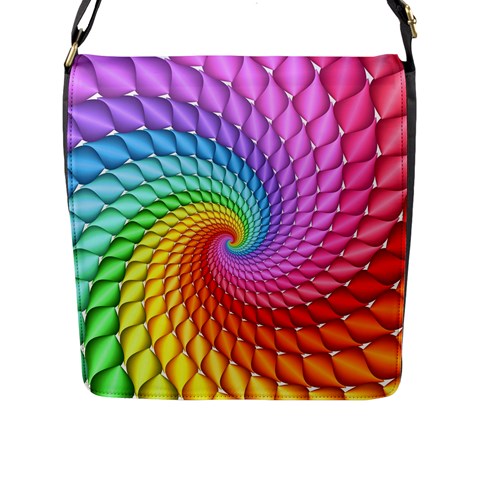 Psychedelic Rainbow Spiral Flap Closure Messenger Bag (L) from ArtsNow.com Front