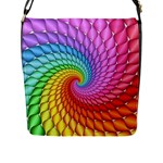 Psychedelic Rainbow Spiral Flap Closure Messenger Bag (L)