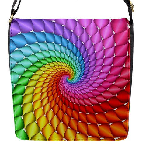 Psychedelic Rainbow Spiral Flap Closure Messenger Bag (S) from ArtsNow.com Front