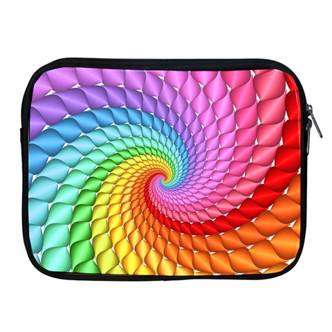 Psychedelic Rainbow Spiral Apple iPad 2/3/4 Zipper Case from ArtsNow.com Front