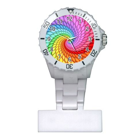 Psychedelic Rainbow Spiral Plastic Nurses Watch from ArtsNow.com Front