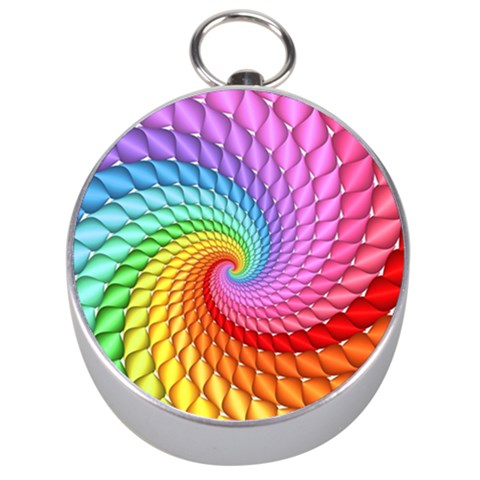 Psychedelic Rainbow Spiral Silver Compass from ArtsNow.com Front