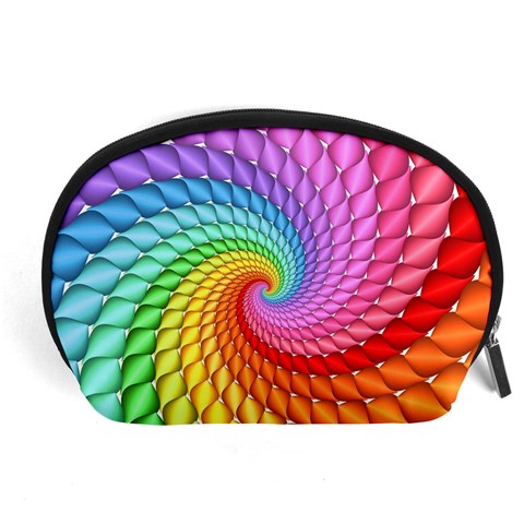 Psychedelic Rainbow Spiral Accessory Pouch (Large) from ArtsNow.com Front