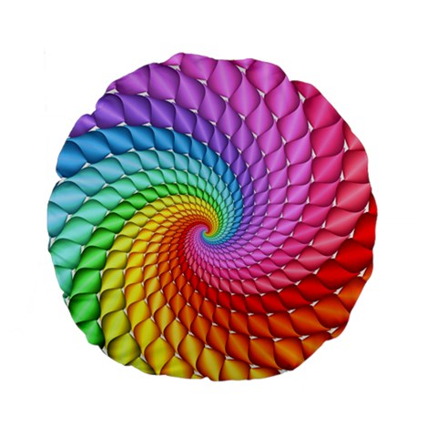 Psychedelic Rainbow Spiral Standard 15  Premium Flano Round Cushion  from ArtsNow.com Front