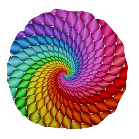 Psychedelic Rainbow Spiral Large 18  Premium Flano Round Cushion  from ArtsNow.com Front