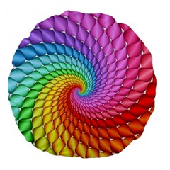 Psychedelic Rainbow Spiral Large 18  Premium Flano Round Cushion  from ArtsNow.com Front