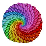 Psychedelic Rainbow Spiral Large 18  Premium Flano Round Cushion 