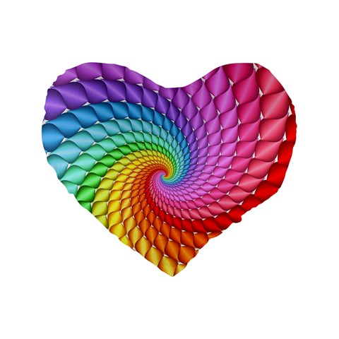 Psychedelic Rainbow Spiral Standard 16  Premium Flano Heart Shape Cushion  from ArtsNow.com Front