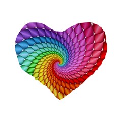 Psychedelic Rainbow Spiral Standard 16  Premium Flano Heart Shape Cushion  from ArtsNow.com Back