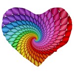 Psychedelic Rainbow Spiral Large 19  Premium Flano Heart Shape Cushion