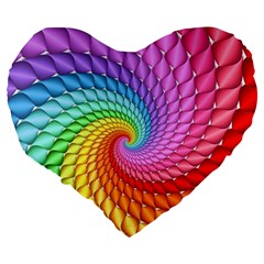 Psychedelic Rainbow Spiral Large 19  Premium Flano Heart Shape Cushion from ArtsNow.com Back