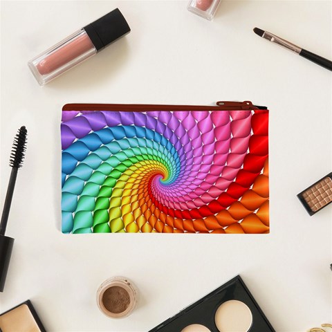 Psychedelic Rainbow Spiral Cosmetic Bag (XS) from ArtsNow.com Back