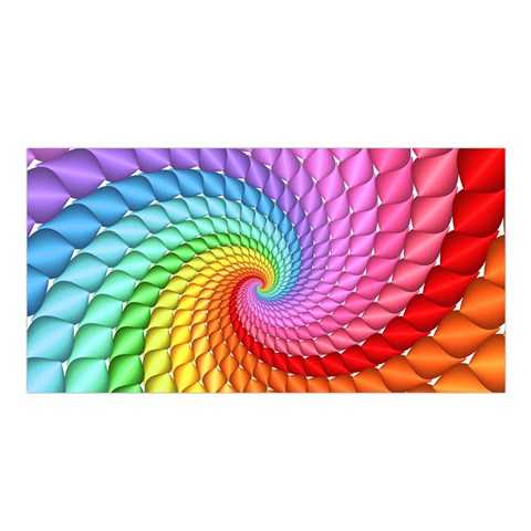 Psychedelic Rainbow Spiral Satin Shawl from ArtsNow.com Front