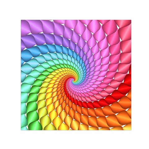 Psychedelic Rainbow Spiral Small Satin Scarf (Square) from ArtsNow.com Front