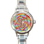 Psychedelic Rainbow Spiral Round Italian Charm Watch