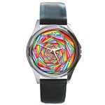 Psychedelic Rainbow Spiral Round Metal Watch