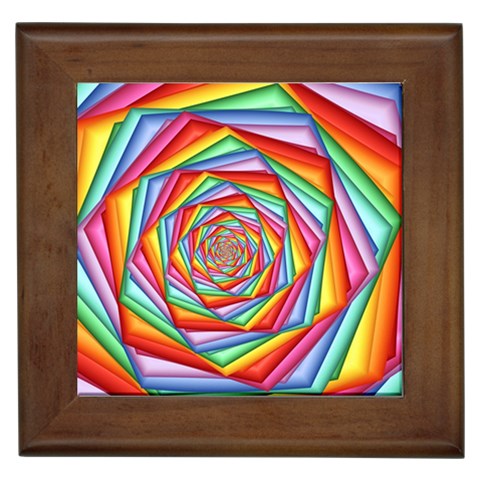 Psychedelic Rainbow Spiral Framed Tile from ArtsNow.com Front