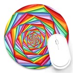 Psychedelic Rainbow Spiral Round Mousepad