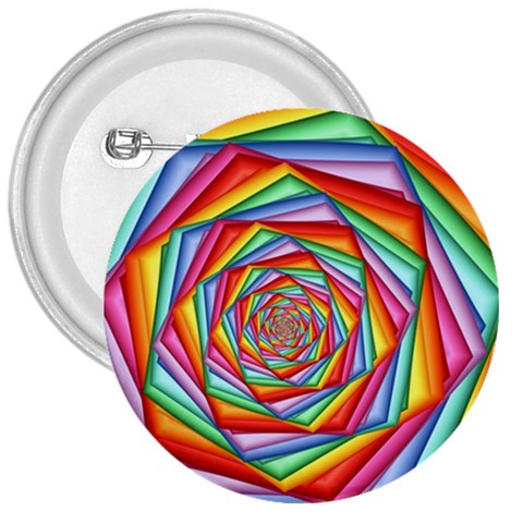 Psychedelic Rainbow Spiral 3  Button from ArtsNow.com Front