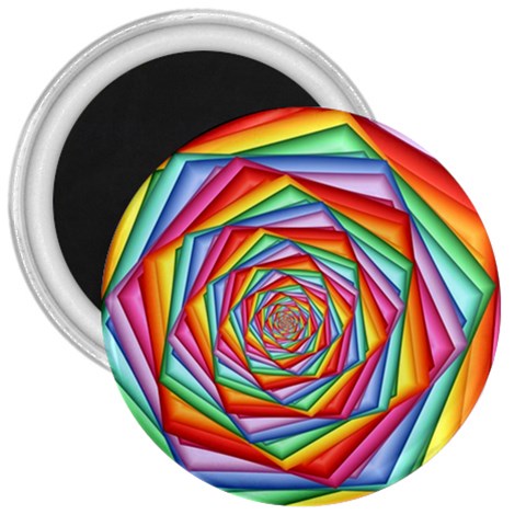 Psychedelic Rainbow Spiral 3  Magnet from ArtsNow.com Front